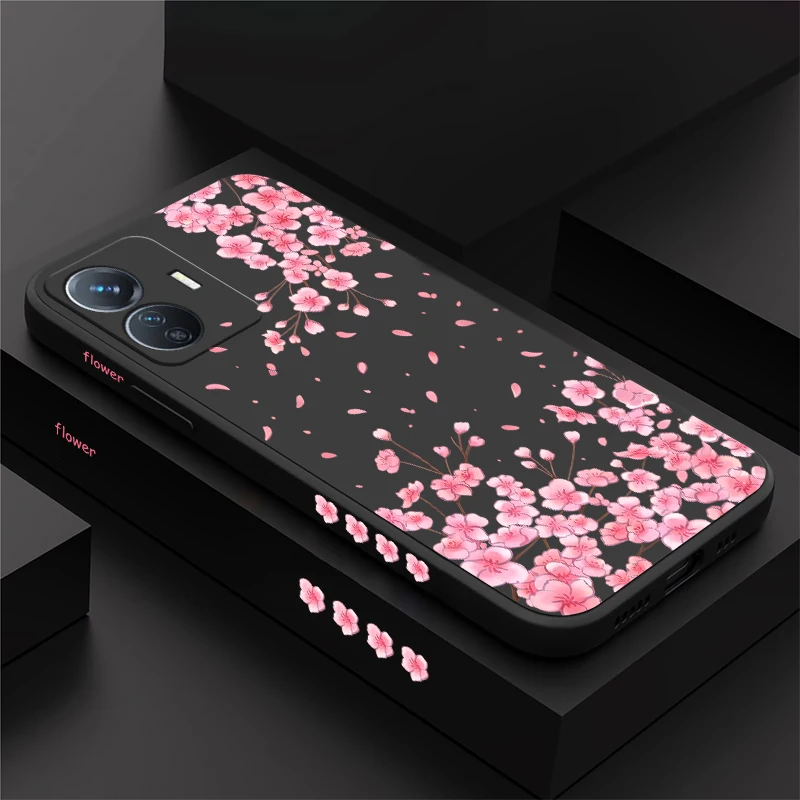Capa de Telefone com Pintura de Flores Luxuosas para Vivo T5X 5G T4X T4R, Capa de Silicone Macia e Fosca para Vivo IQOO Z11X Z10 Z3, Capa à Prova de Choque.
