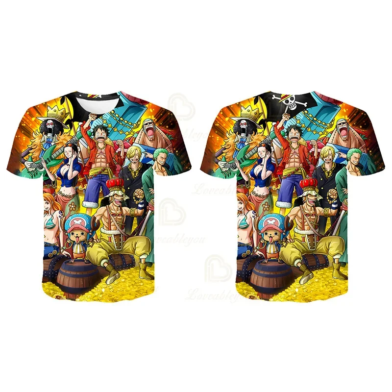 Zoro One Piece Verão T Shirt T-shirt Mulheres Homens Roupas Tees Tops Crianças Luffy 3D Cosplay Costume Meninos Meninas Tops