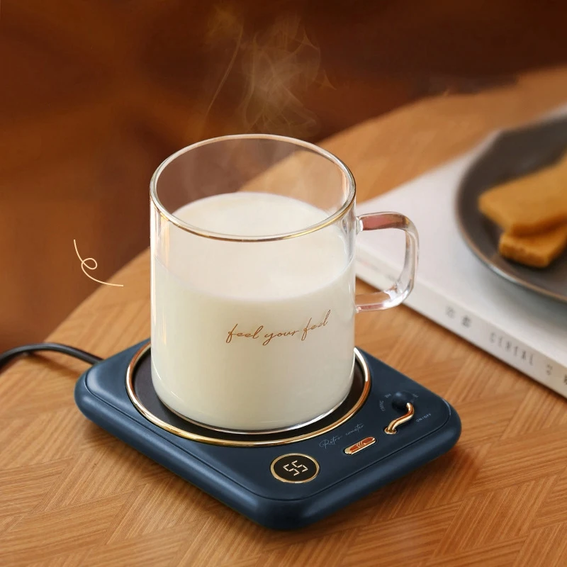 Pemanas cangkir kopi, Coaster pemanas suhu konstan kantor, tampilan Digital pengaturan suhu biru steker AS