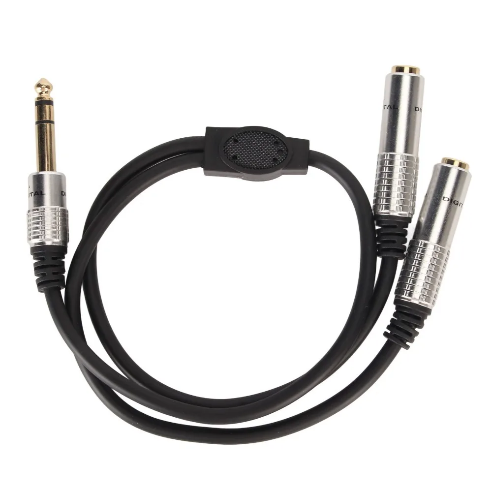 Durable Aluminum Alloy 1/4 Inch Stereo Splitter Y Cable Plug and Play 19.7in Audio Splitter Extension Cable Studio Use