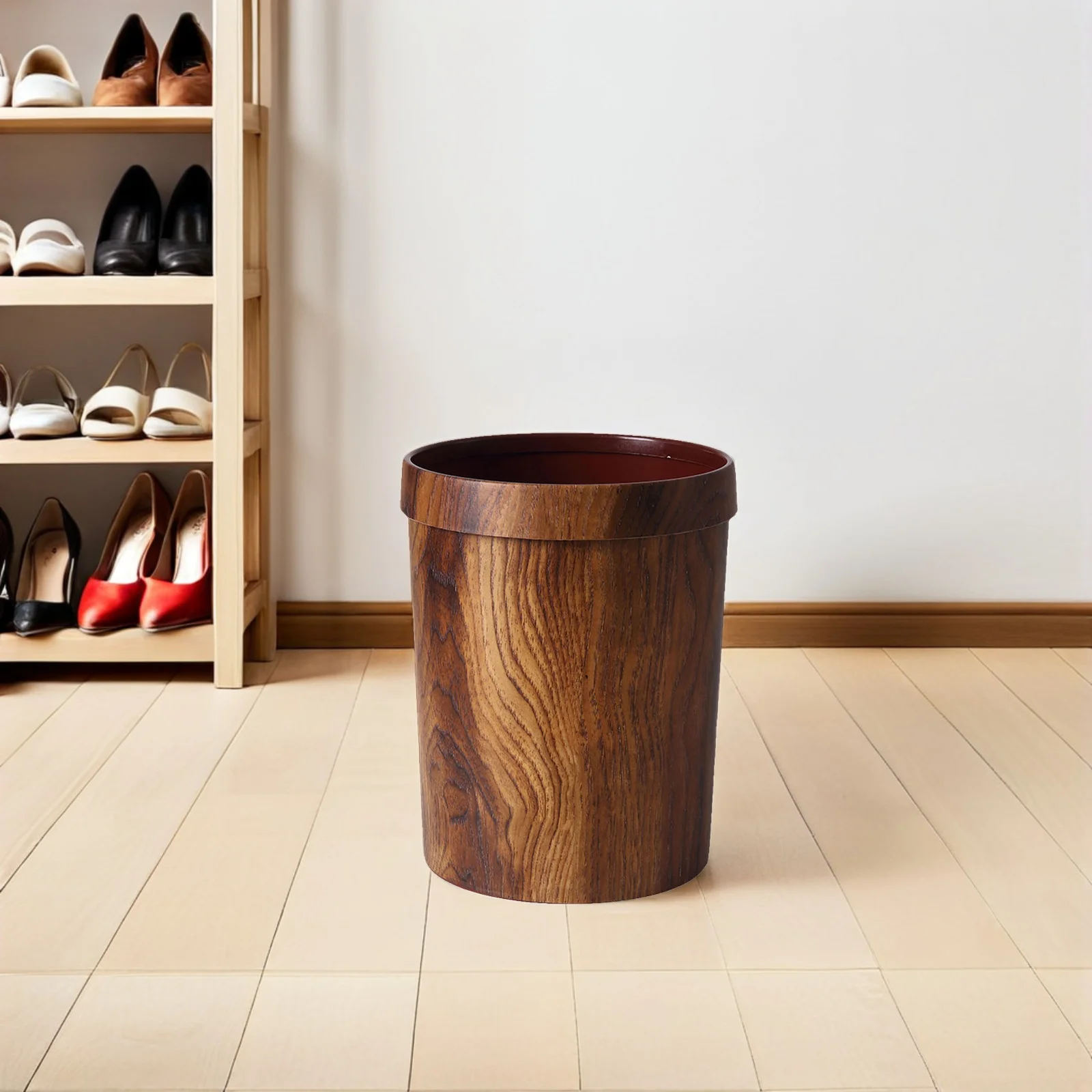 

Vintage Woodgraining Trash Can Imitated Solid Wood Bedroom Living Room Garbage Bin Household Storage Container Multi-Scene Use