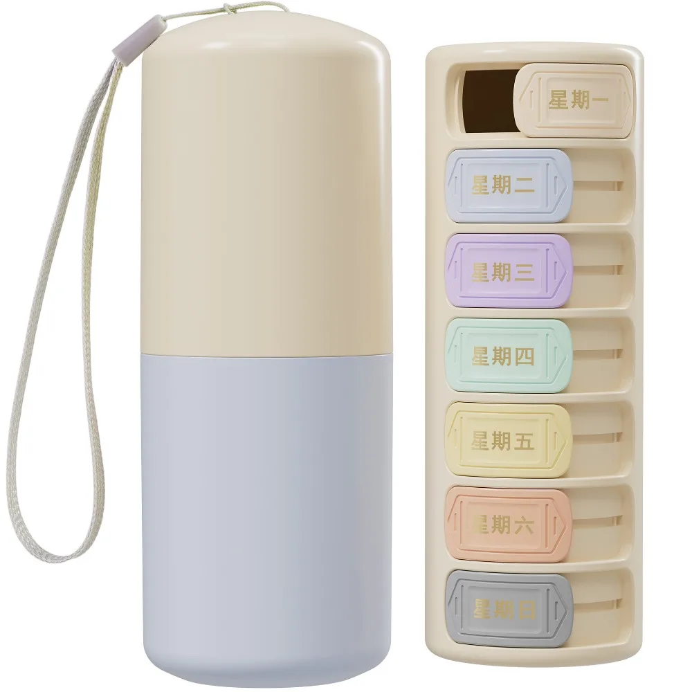 

Lightweight Plastic 7 Grids Pill Case Sealed Waterproof 7 Day Pills Box Moisture-proof Pills Organizer Travel