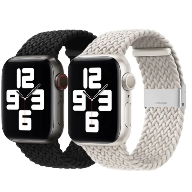 2PCS For Apple watch strap 44mm 40/38/42/41/45/49mm, adjustable Elastic Nylon Belt sports strap iWatch Ultra SE series 9/8/7/6/3