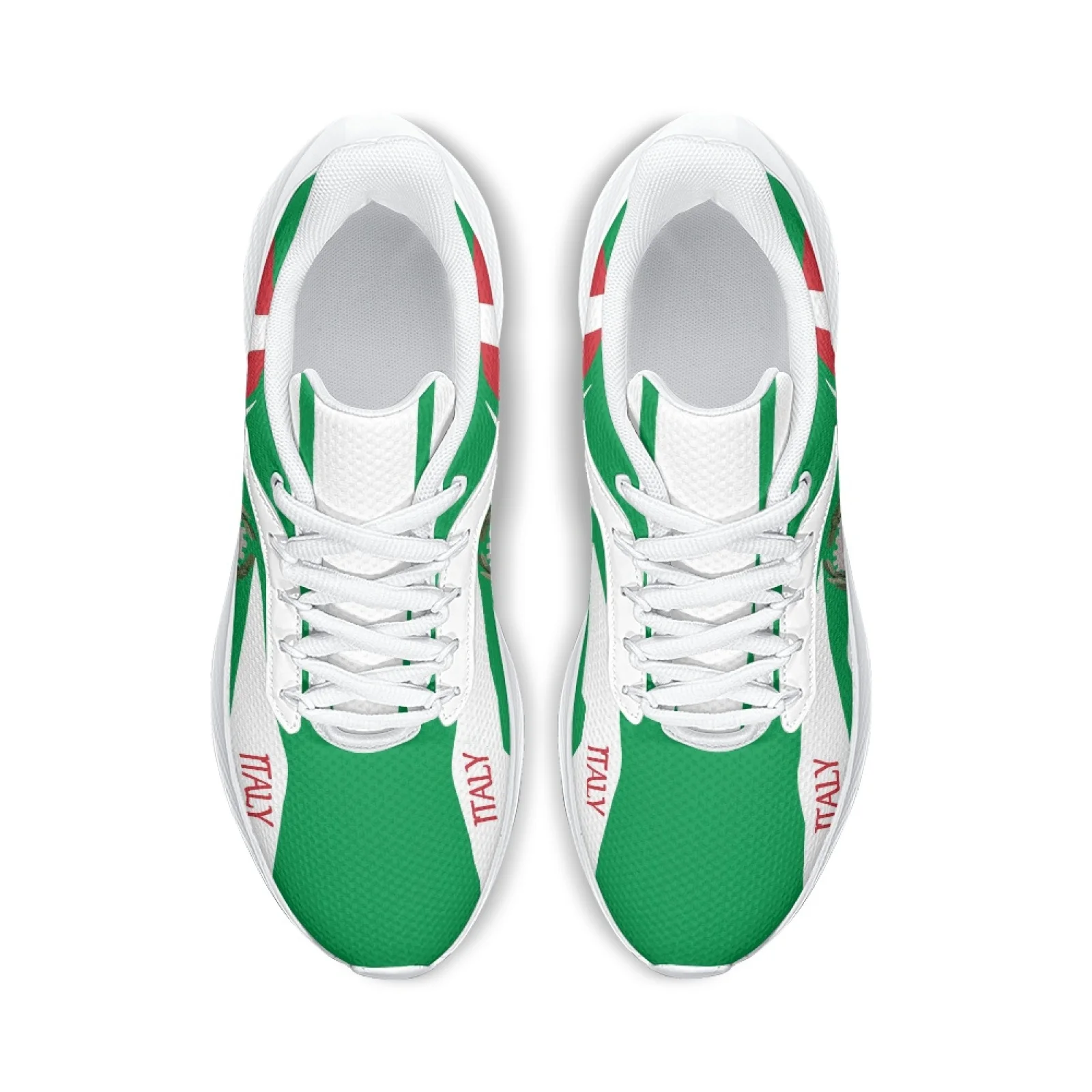 Green White Women's Sneakers Italy Flag Design Brand Summer Sneakers Lightweight Lace Up Casual Walking Shoes Flats