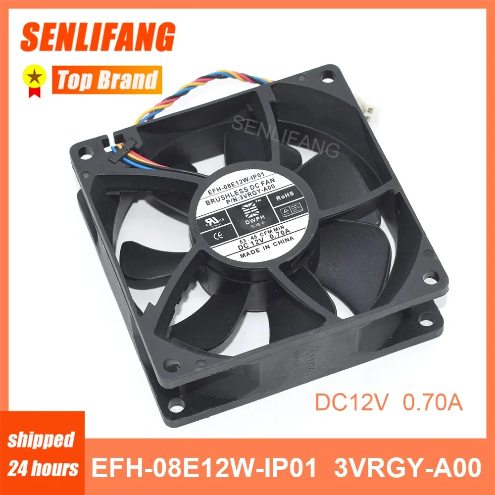 New 8CM Cooling Fan EFH-08E12W-IP01 3VRGY-A00 For DWPH 80*80*25MM DC12V 0.70A 4Lines Cooler