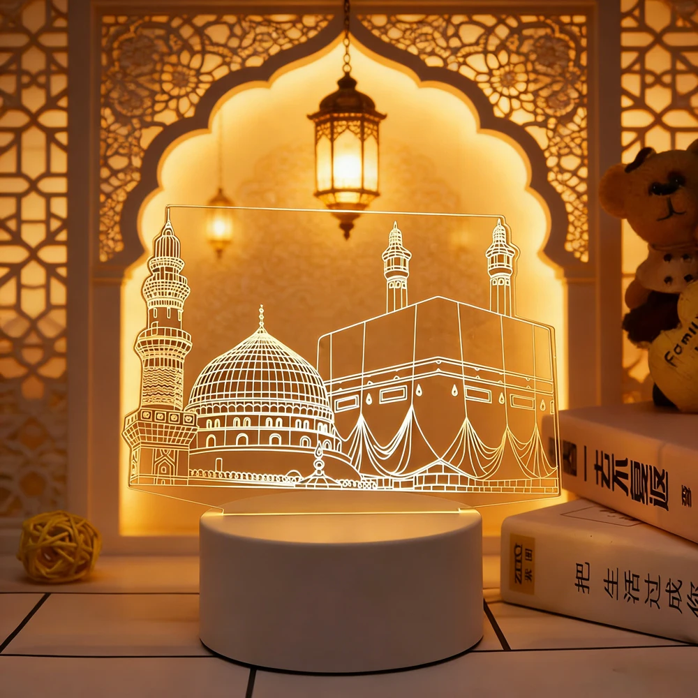 

Новинка! 3D USB LED ночник «Рамадан Мубарак 2026» – настольное украшение для праздника Ид Мубарак, исламских и мусульманских праздников, декор для комнаты.