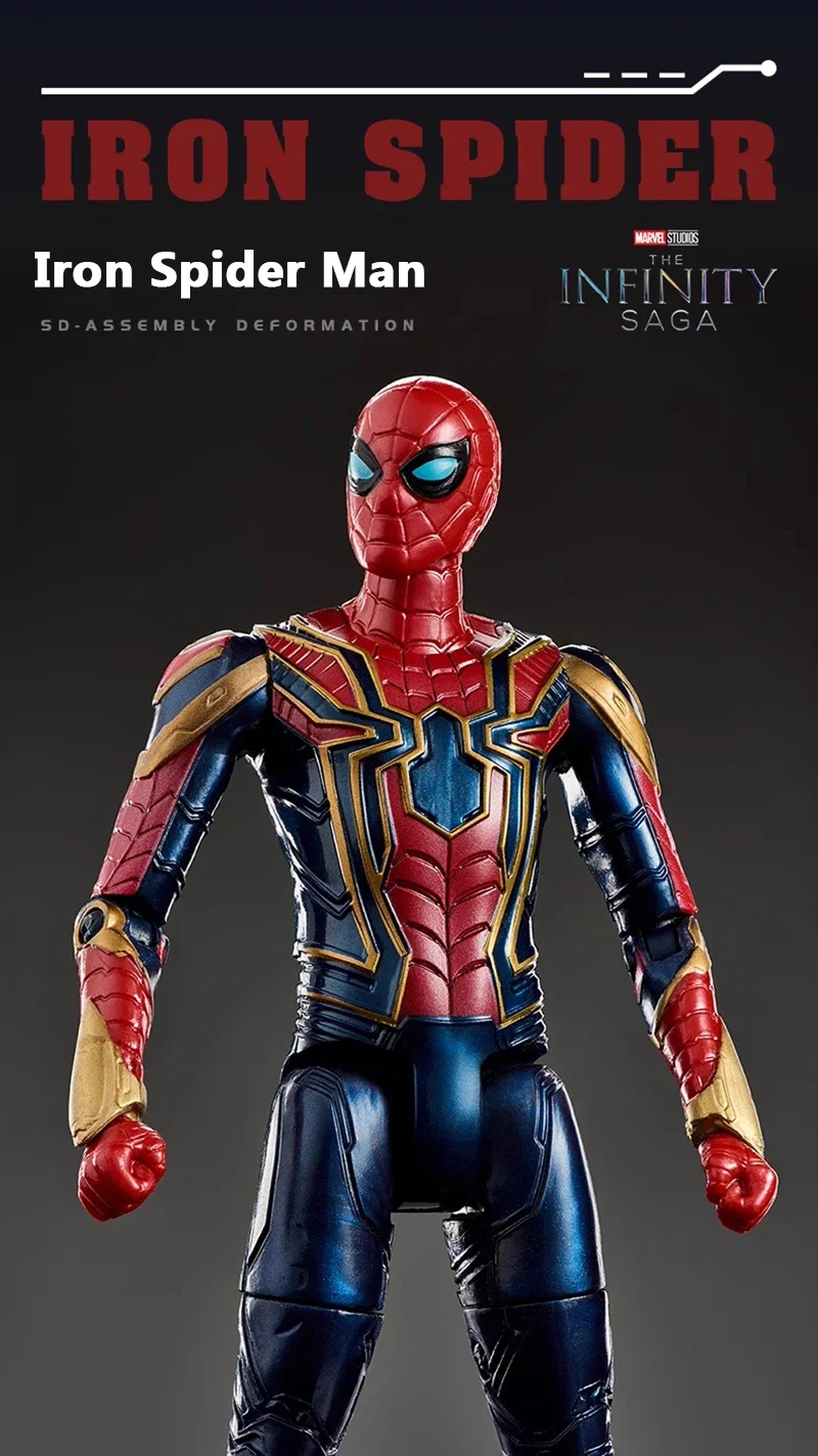 Marvel Iron Man SpiderMan Captain America Joints Mobility Transform Shape Action Figure PVC Model Collect Ornaments Toys Gifts