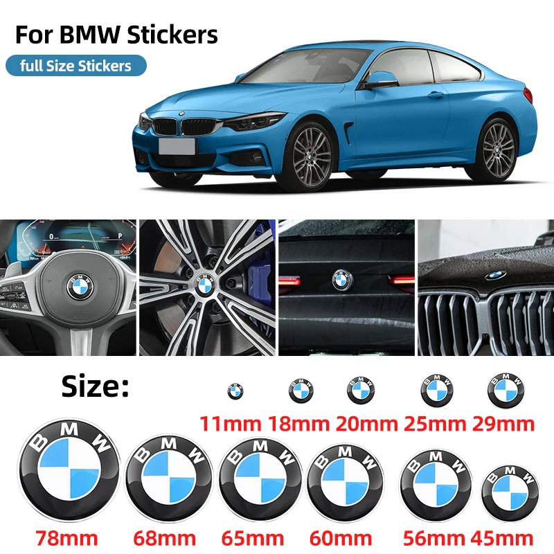 Epoxy Steering Sticker Wheel Interior body Sticker 11 18 20 25 29 45 56 60 65 68 78mm for bmw E36 E46 E39 E38 E90 E60 Z4 X3 X5