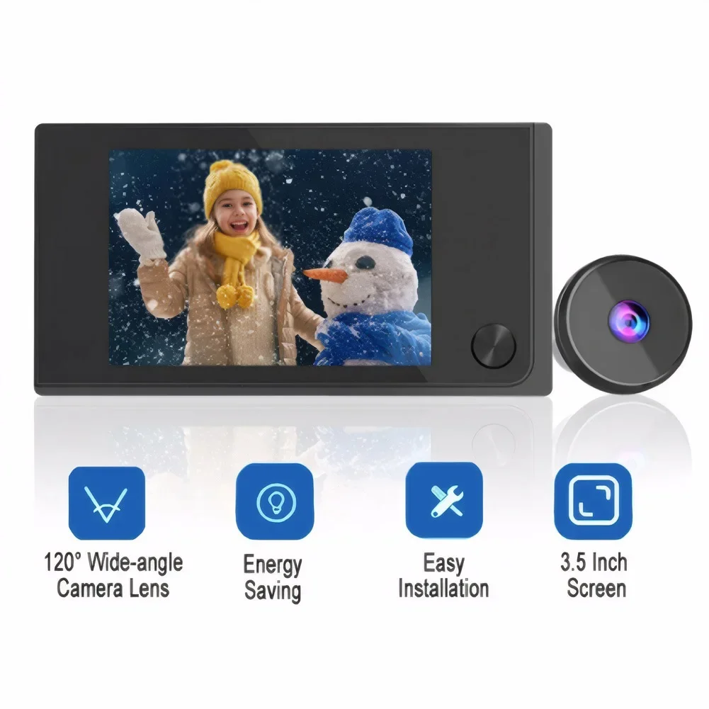 Câmera digital externa para porta, câmera de porta de 3,5 polegadas, 120 °   LCD, câmera de campainha HD de 2 megapixels, monitor externo