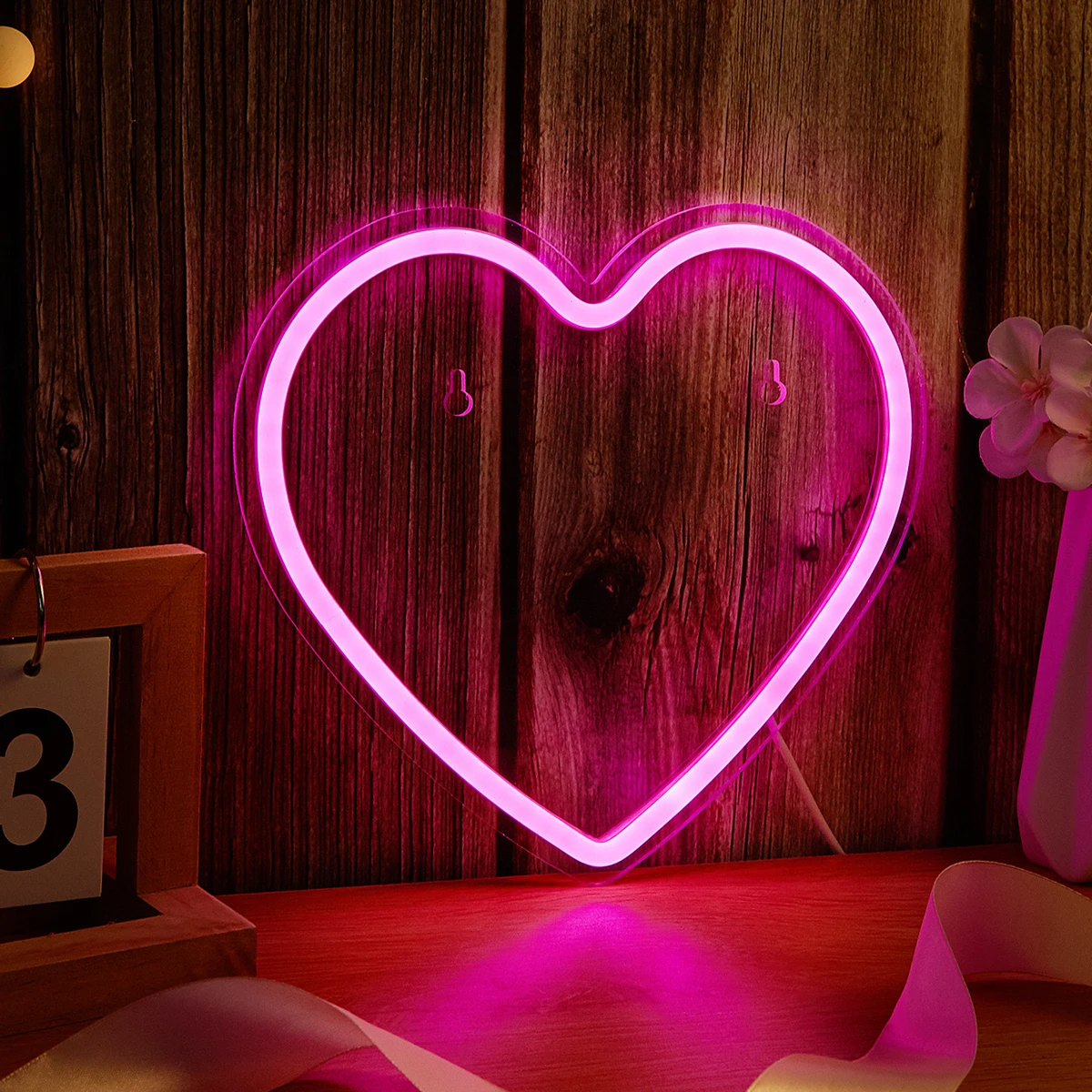 Chi-buy Heart LED Neon Sign USB Powered Neon Signs Night Light 3D Wall Art & Game Room Bedroom Living Room Decor Lamp Signs