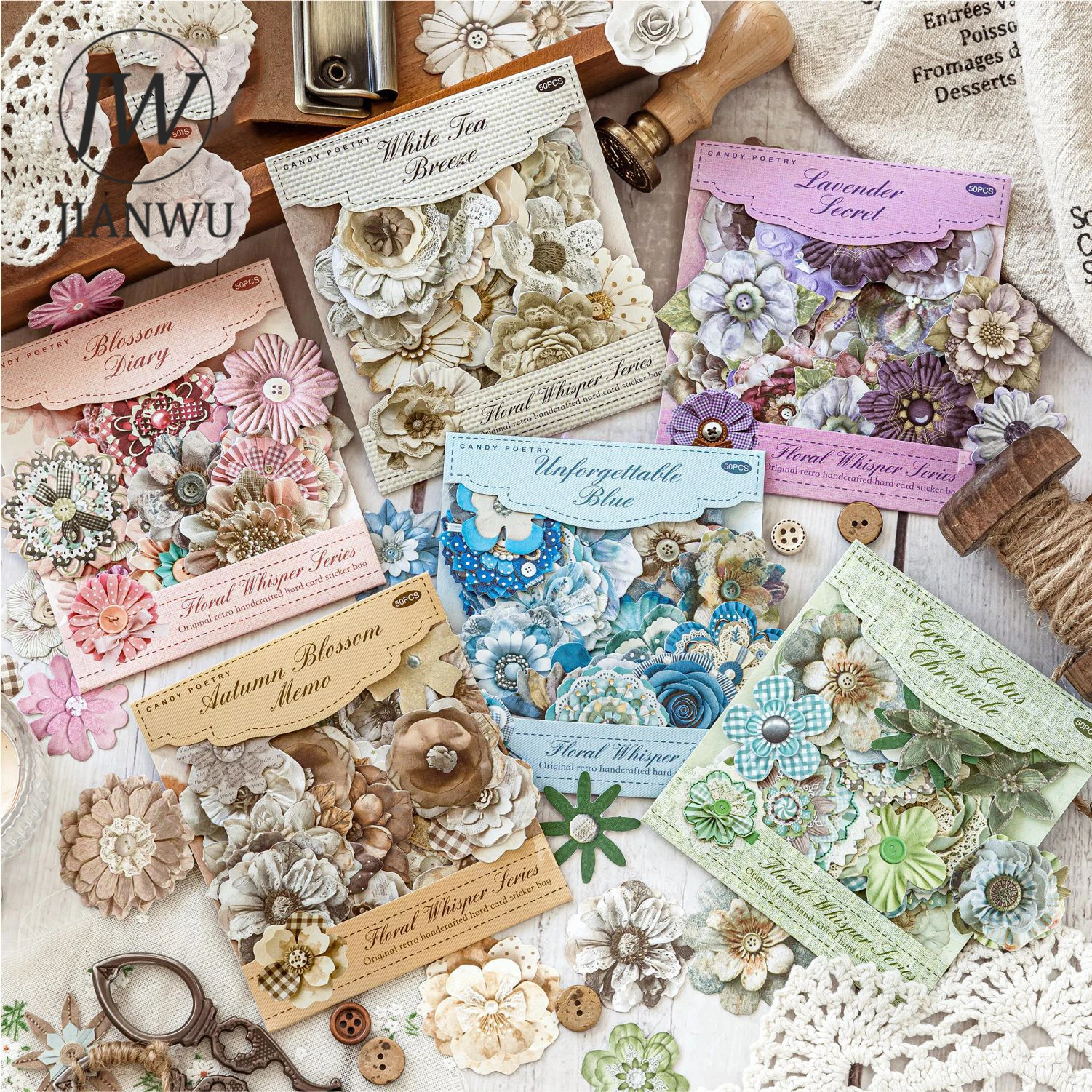 JIANWU Cutting Language Flower Series Vintage Floral Landscape Material Collage Scrapbooking Sticker Creative Journal Stationery view 2