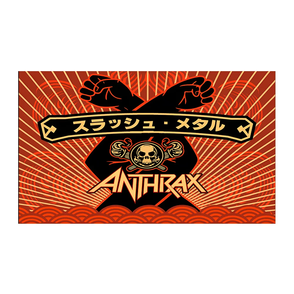 FLAGO Modern Metal Band A-Anthrax Polyester Digital Printing Banner for Garage Wall Art Out Door Decoration With 4 Grommets