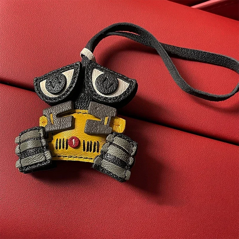 Handmade Genuine Leather Cute Small Flame Bag Pendant Car Key Chain Rope Ring Scarecrow Pendant Decoration New Pendant Bag charm