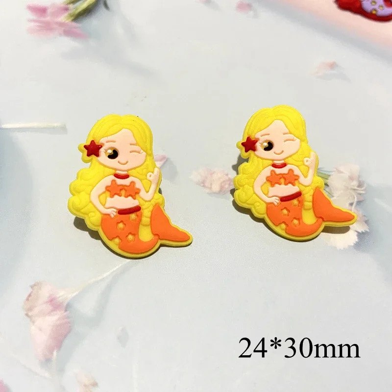 20Pcs Colorful Mermaid Girls Applique Flatback Scrapbooking Home Decor Refrigerator Magnet Crafts Phone Case Accessory