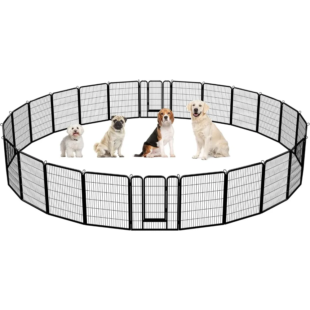 

Dog Playpen Outdoor 40 inch 24 Panels Indoor Dog Fence Metal Dog Pen Heavy Duty Pet Exercise Pen for RV/Camping/Garden