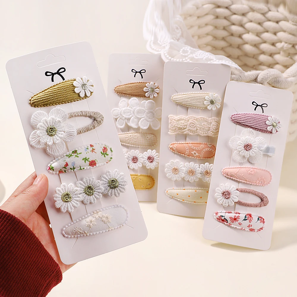

5Pcs/Set Mini Floral Bow Bunny Hair Clips Cute Princess Hairpins for Toddler Baby Girls Bang Side Hair Accessories