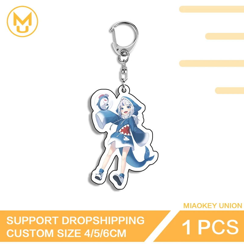 Gawr Gura Vtuber Vivid Elegant Acrylic Keyring Unique Art Creative Kneel Posture Props Beautiful Trendy High Quality Accessories