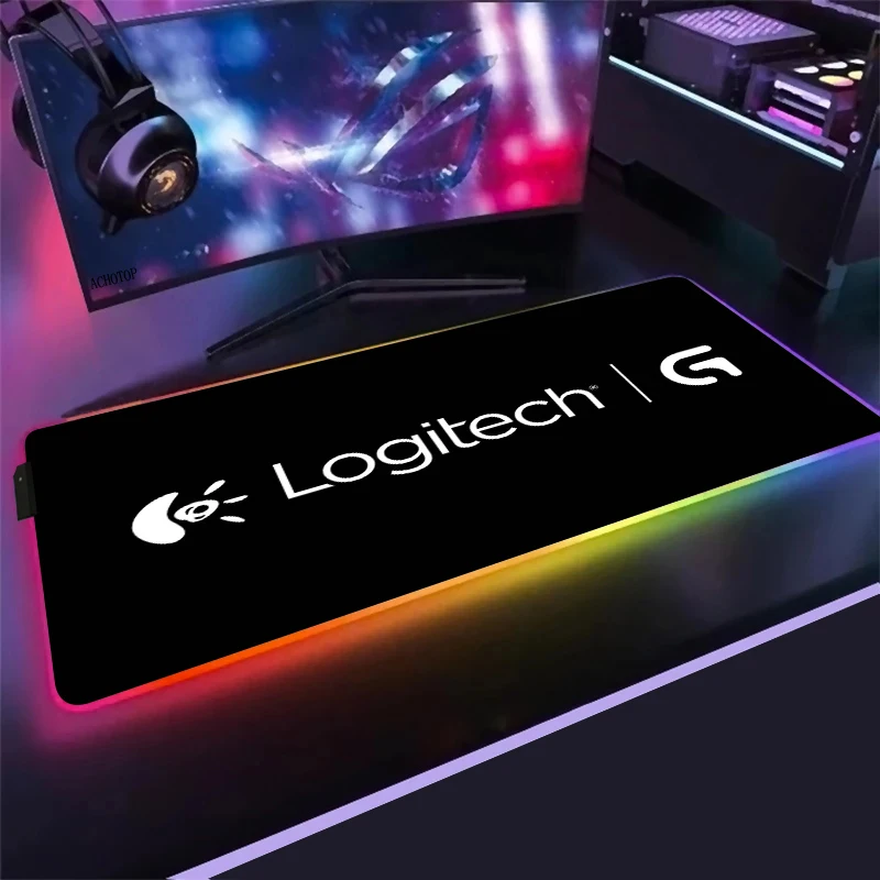 Logitech rgb mouse pad acessórios para jogos mousepad gamer pc xxl computador varmilo teclado genshin impacto cereja led esteira de mesa