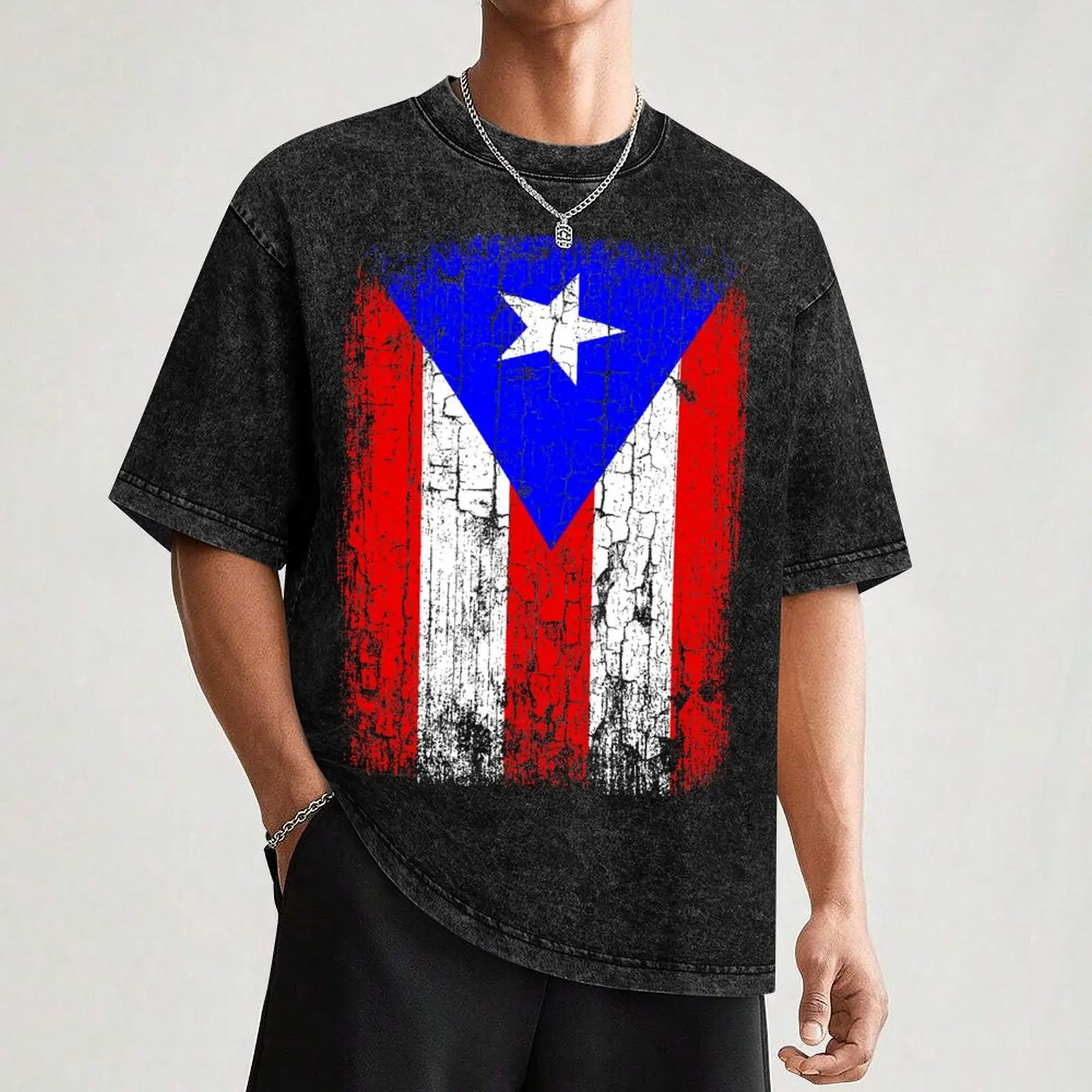 Vintage Puerto Rico Flag T-Shirt męski t-shirt walentynkowy butikowy czarny t-shirt dla mężczyzn