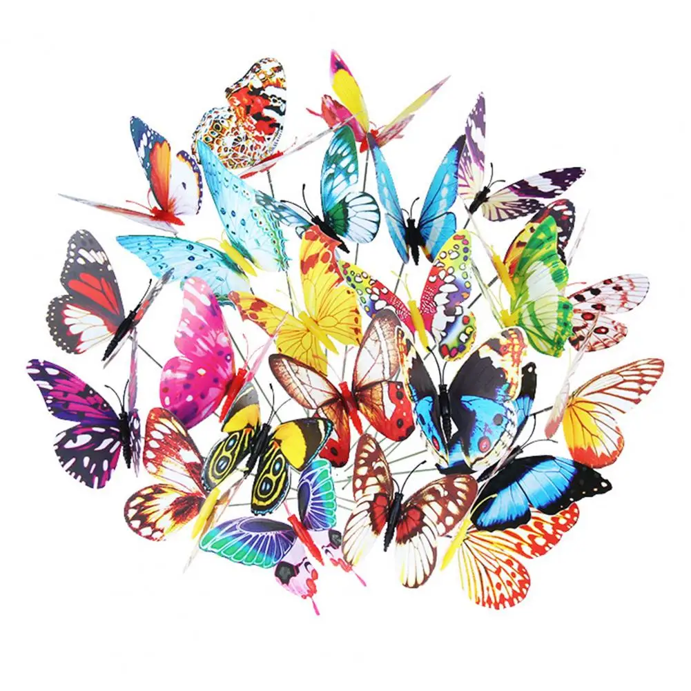 3D Falso Butterfly Stake Set, Decoração de jardim ao ar livre, Resistente às intempéries, Borboletas em Pole Sticks, Foto, 10