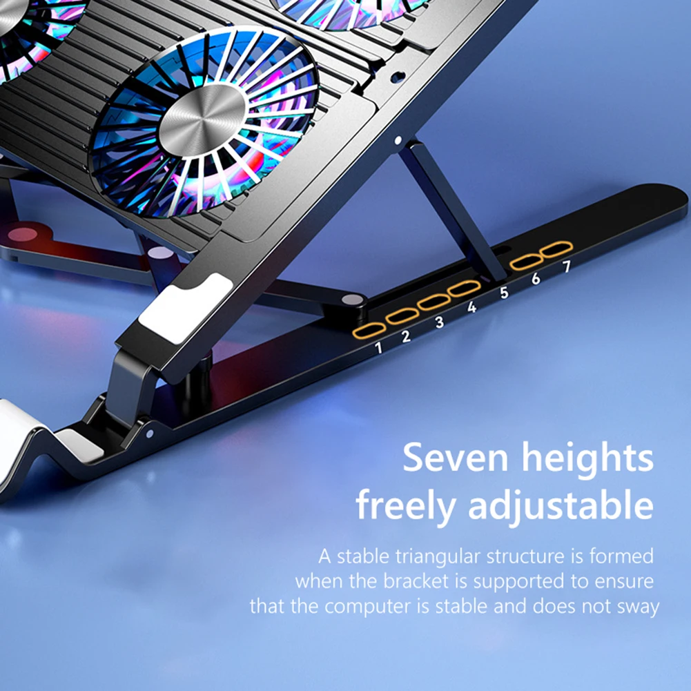 Laptop Cooling Fan with 2/4 Fans Foldable Gaming Laptop Cooler Fan RGB Silent Portable Laptop Holder for 11-17.3 Inch Notebook