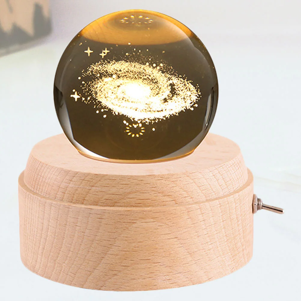 

Crystal Ball Rotating Music Box Glowing Toy Desktop Night Light Decor Decorative Table Lamp Girl