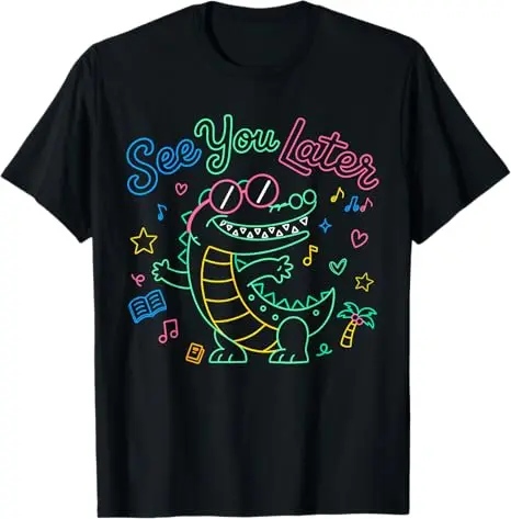 Later Gator School's Out for Summer Last Day of School T-Shirt „See You Later Teacher Summer Alligator Graphic Saying Tee“ Neuheit – Detail 3