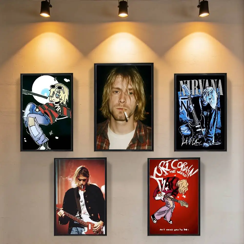 

Kurt Cobain band N-Nirvana Poster Trendy Wall Art For Coffee Office Bar Decoration Best Gift Good Sticker Printed On PP Paper