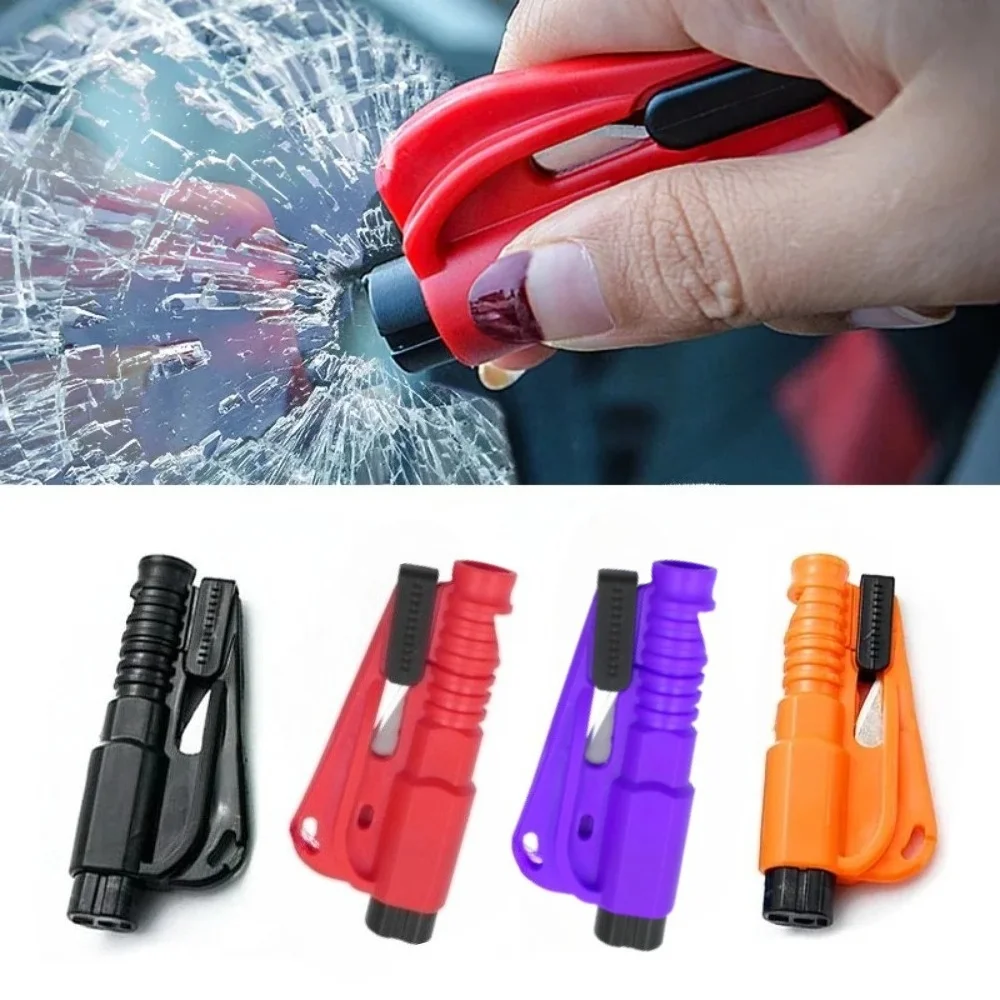 Compact 3-in-1 Car Safety Hammer Window Breaker Seat Belt Cutter Whistle Emergency Rescue Tool for Vehicle Accessories Keychain