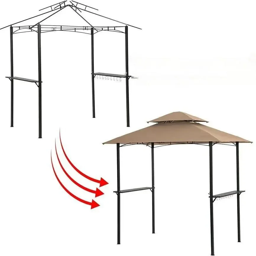 Garden household barbecue easy installation small tent outdoor oven sunshade rainproof canopy wrought iron canopy