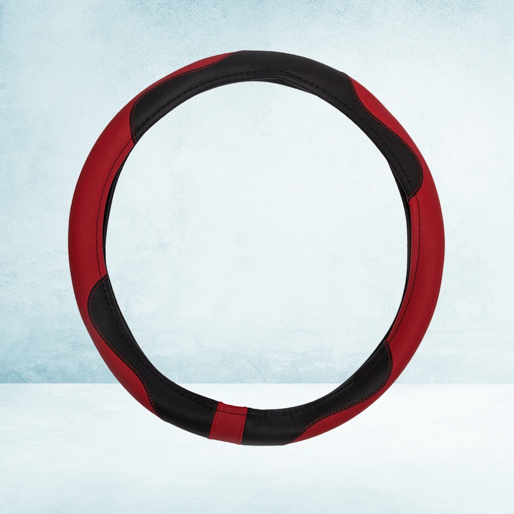 

Black Car Steering Wheel Cover 38cm Eco Friendly Anti Slip Breathable Comfortable Cow Vehicle Accessories