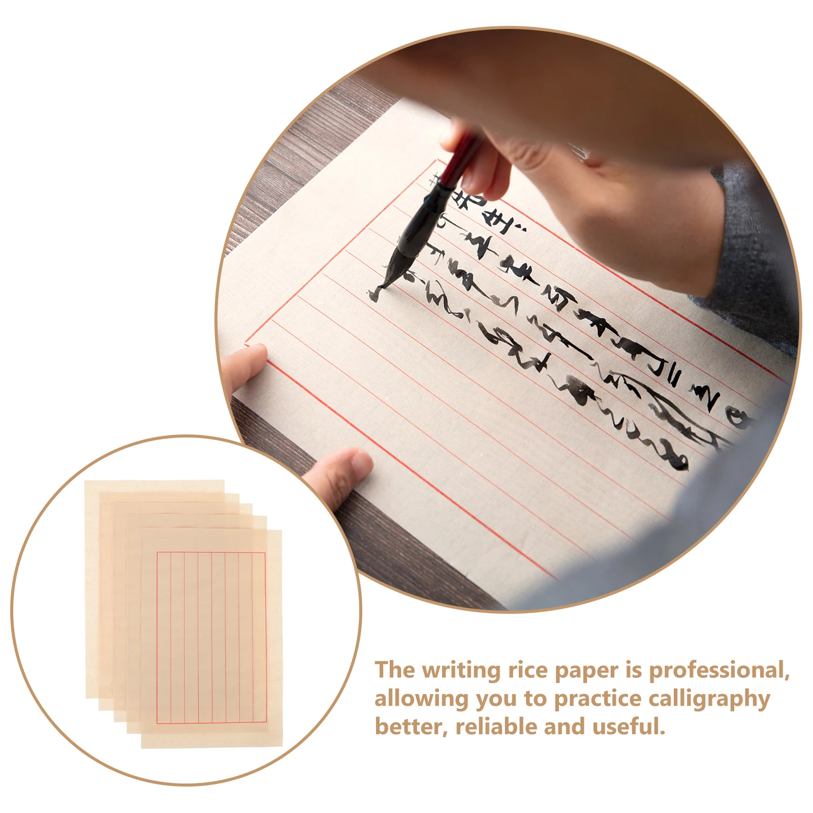 

50 Sheets Classic Vintage Tone Calligraphy Paper Chinese Writing Practice Sheets for Calligraphy Art and Ink Brush Use