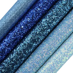 30x134cm rotolo azzurro chiaro tinta unita grosso tessuto glitterato ecopelle sintetica per fiocchi decorazione orecchini DT010