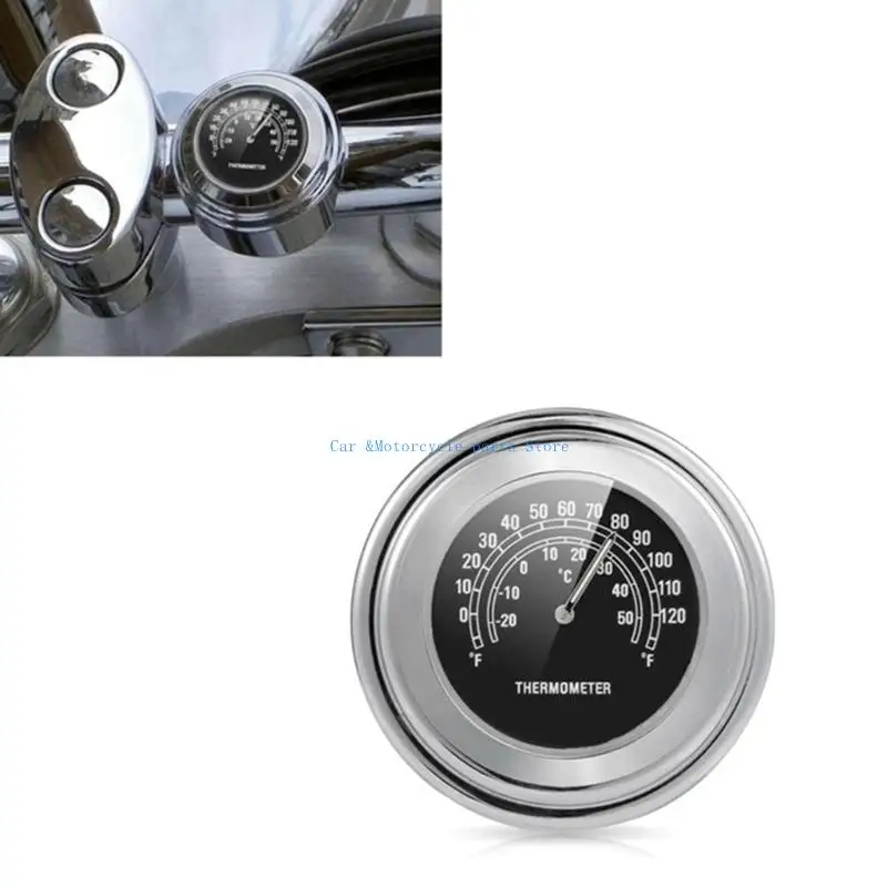 y9uc دراجات نارية مقود ساعة مقياس الحرارة مضيئة الاتصال الهاتفي 22-25 ملم دراجة نارية مقود Hound Mount Gauge