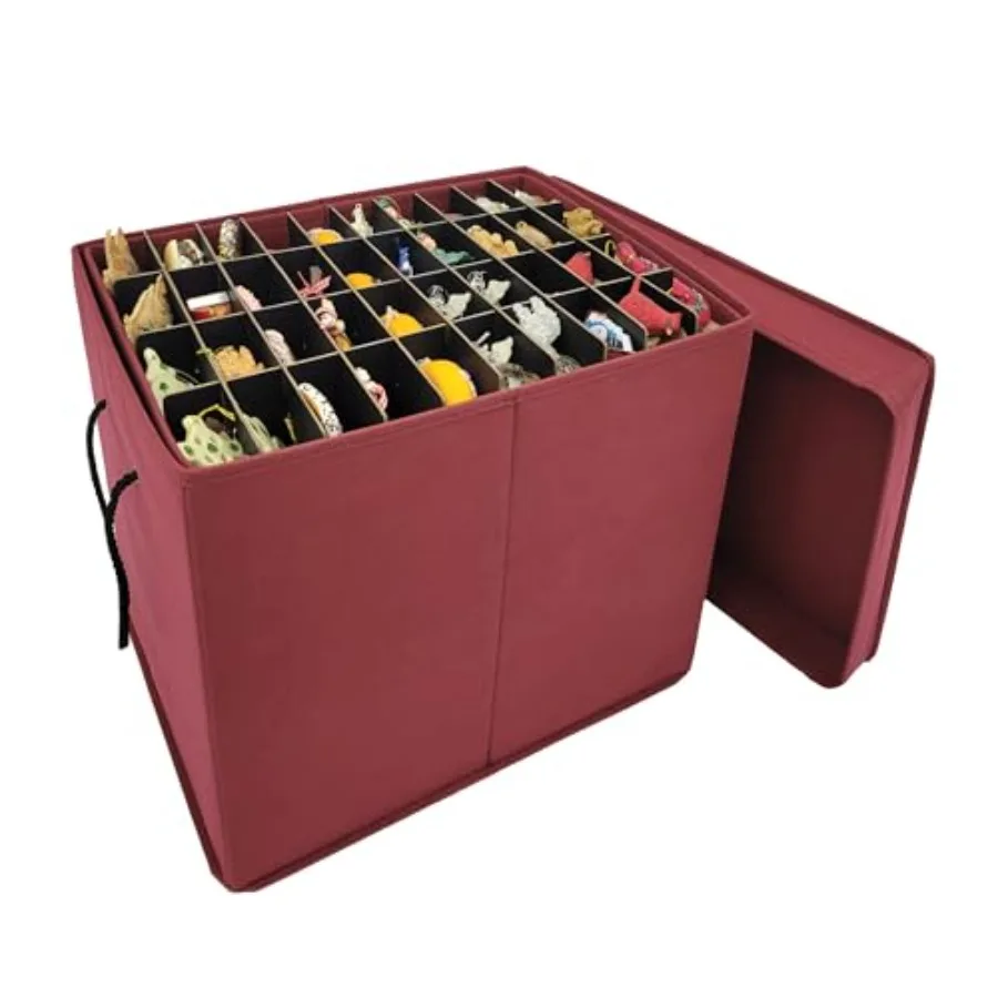 

Slim Ornament Storage Box with Adjustable Acid-Free Dividers Holds 120 Ornaments
