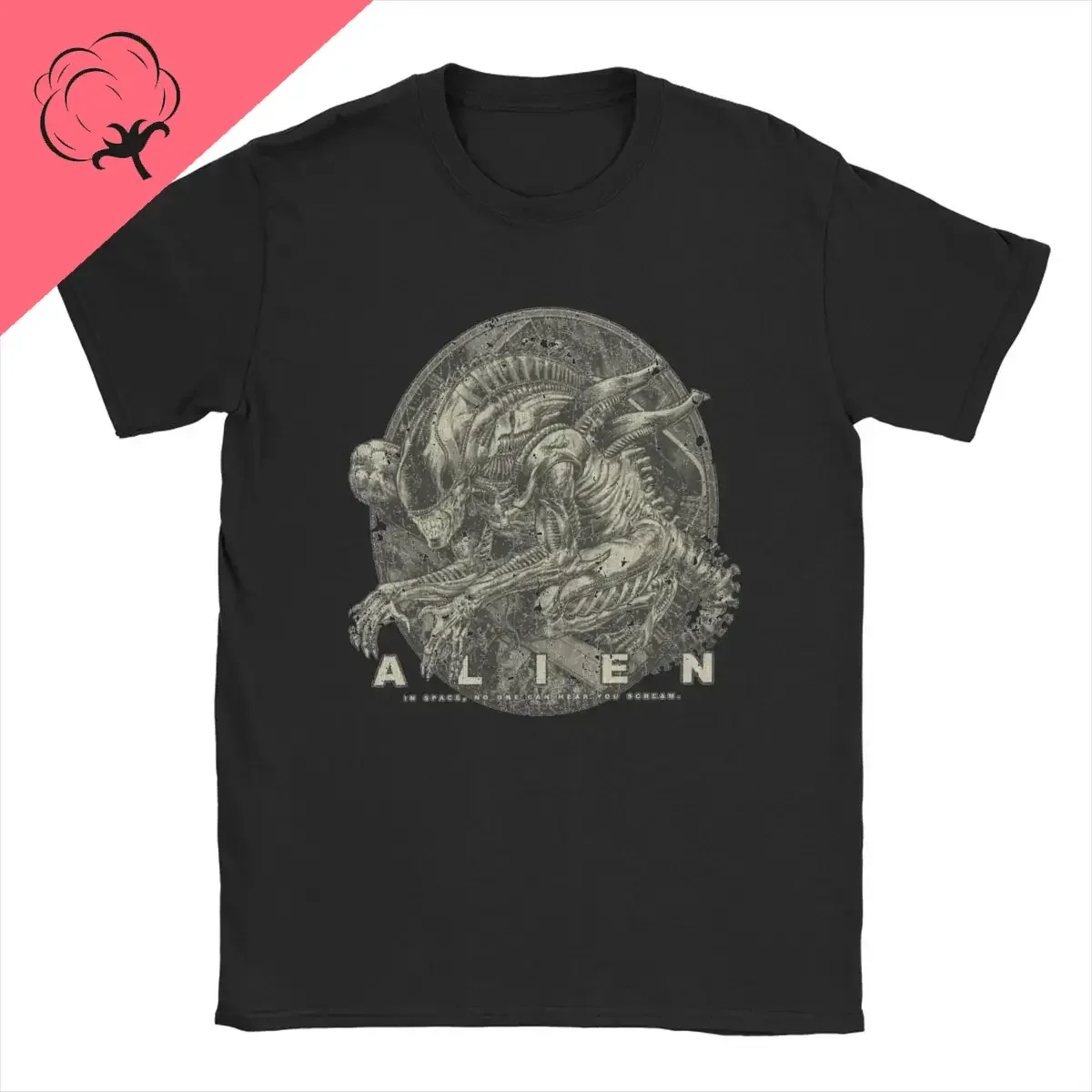 The Xenomorph 1979 Alien Movie T Shirts Men's Cotton Vintage T-Shirts Crewneck Tee Shirt Short Sleeve Clothing Plus Size