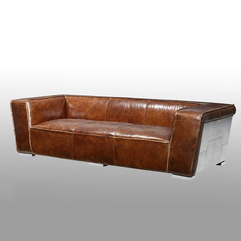 

Minimalist sofa, living room double three-person retro old light luxury