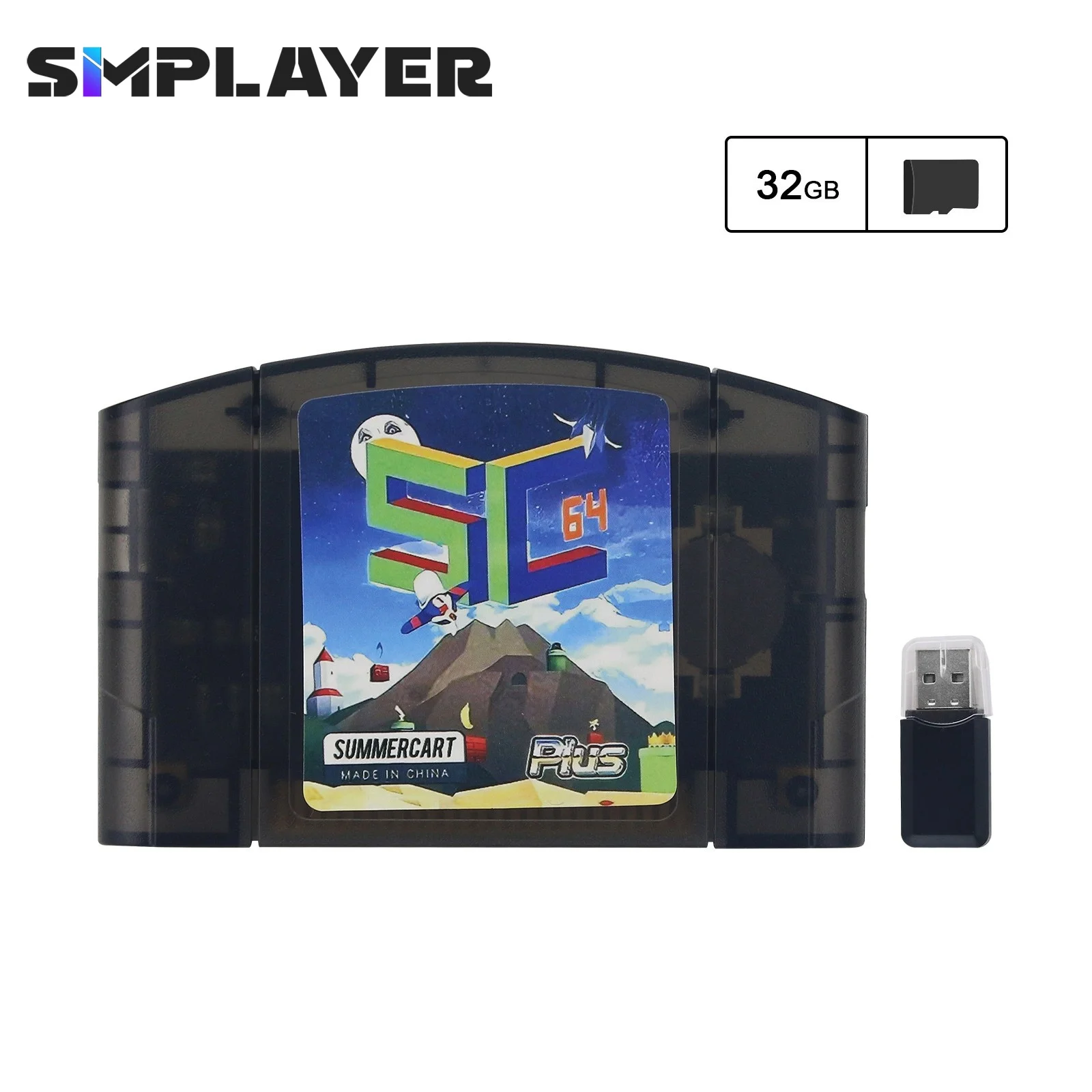 

Игровая карта SimPlayer SummerCart64 Opensource N64 Игровой программатор + SD-карта 16G + кард-ридер, совместимый с Nintendo N64
