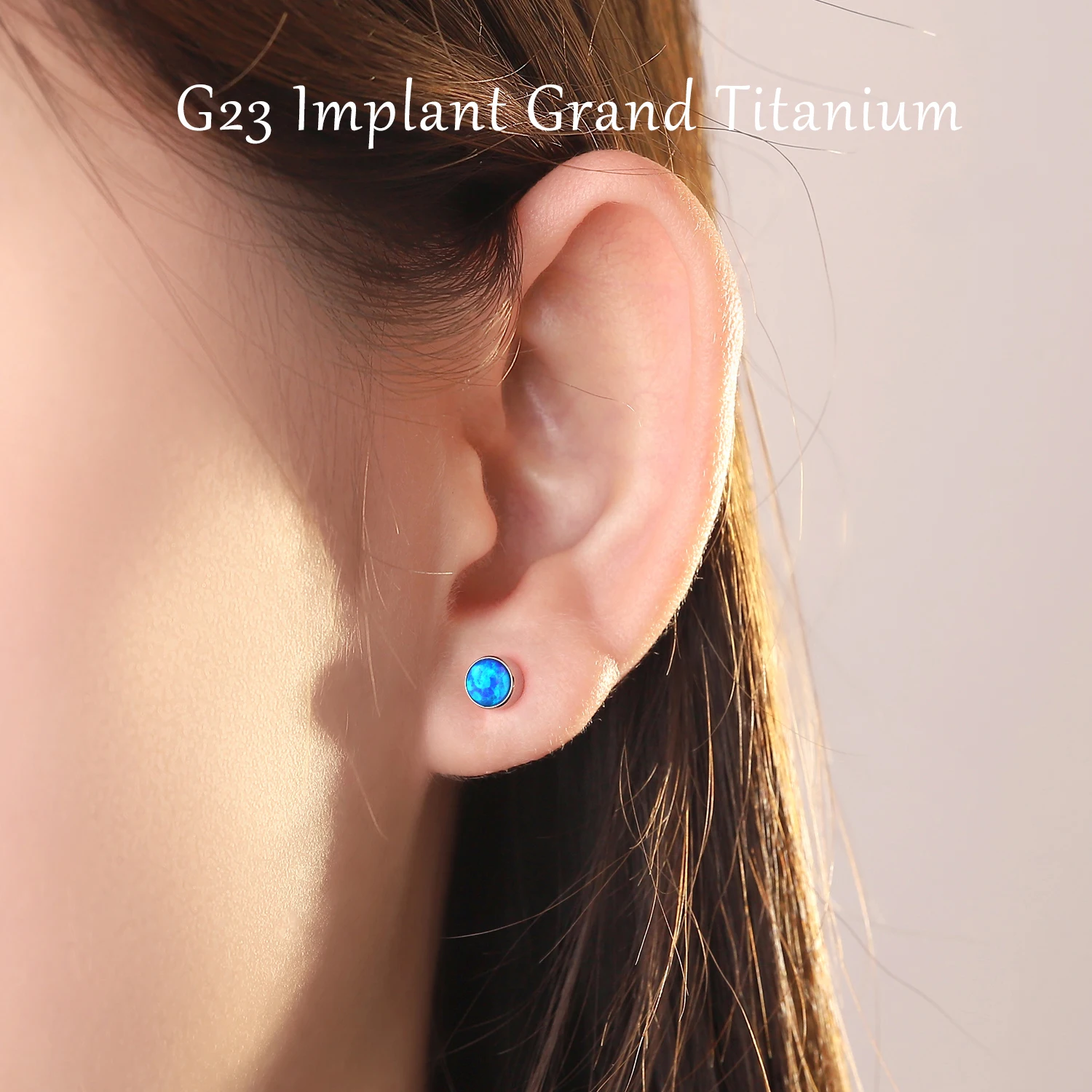 G23 Titanium Cubic Zirconia Opal Birthstone Tiny Stud Earrings for Women Girls