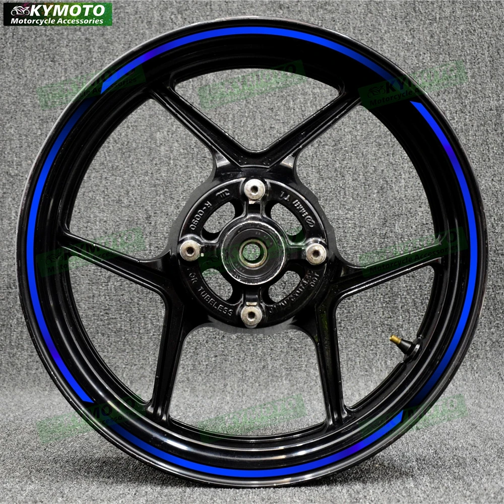 شارات العجلات الأمامية والخلفية ، مقاومة للماء معدلة ، ملصقات حافة العجلة العاكسة ، مناسبة لدراجة كاواساكي النارية ، المحور ، 17" #5