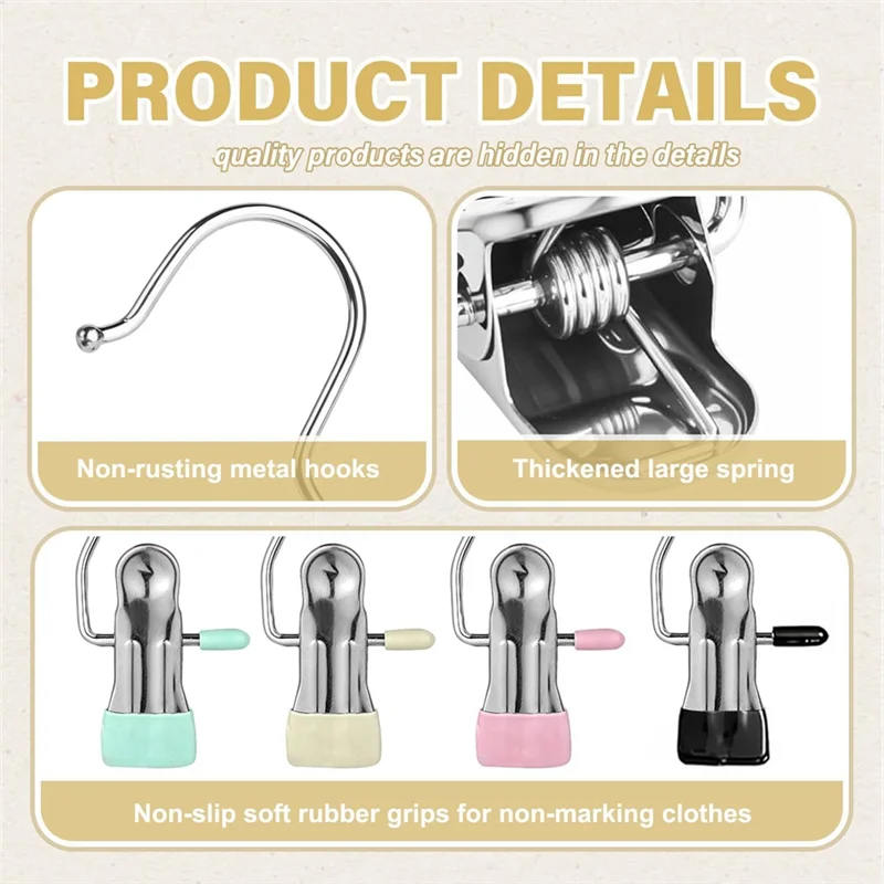 خطاف تخزين معلق للسفر، موفر للمساحة من لحم الخنزير، 360 درجة °   مقاطع هوك معلقة دوارة، مقاطع شماعات