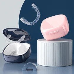 Travel Denture Brace Container Portable Fake Teeth Storage Box 2 In 1 Orthodontic Storage Cleaning Case Oral Hygiene Products