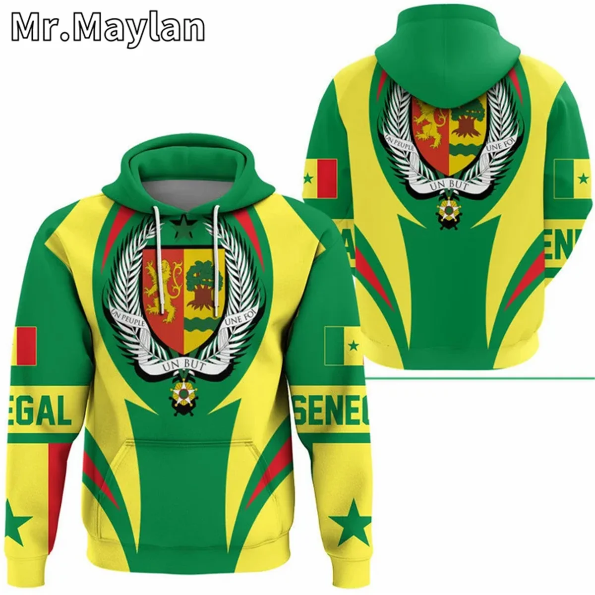 Sudadera con capucha para hombre y mujer, con estampado 3D de la bandera africana del país de SENEGAL, ropa de calle Unisex, jersey con cremallera, chaqueta informal, chándales, YH-5479