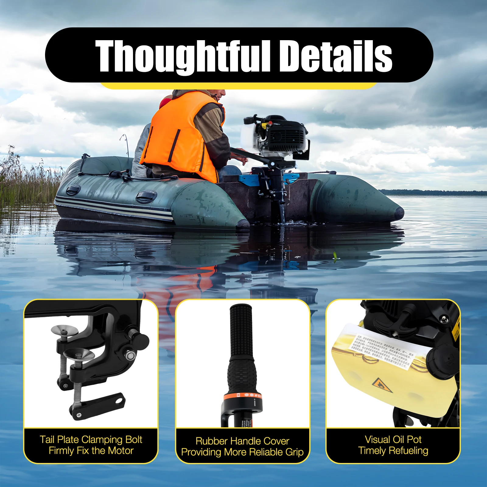 محرك خارجي 4HP لقارب قابل للنفخ 4-السكتة الدماغية 55cc محرك بحري مدمج قوي لعطاء القارب السريع #6