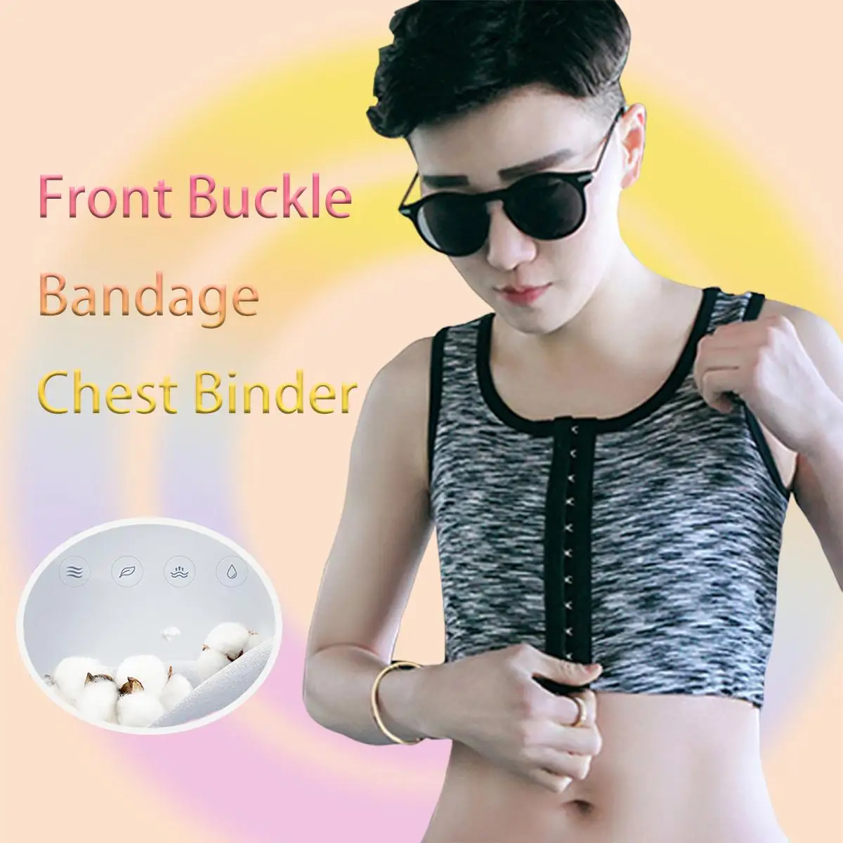 

Front Buckle Chest Binder Full Bandage Breast Binder 3 Row Adjustable Hook Trans Binder Tomboy Crop Top Sportswear For Big Boobs