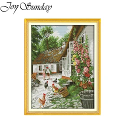 Cross Stitch Kit Joy Sunday Farmyard Pattern Printed Counted Canvas DIY Embroidery Kit Aida 16CT 14CT 11CT Needle Art Crafts New