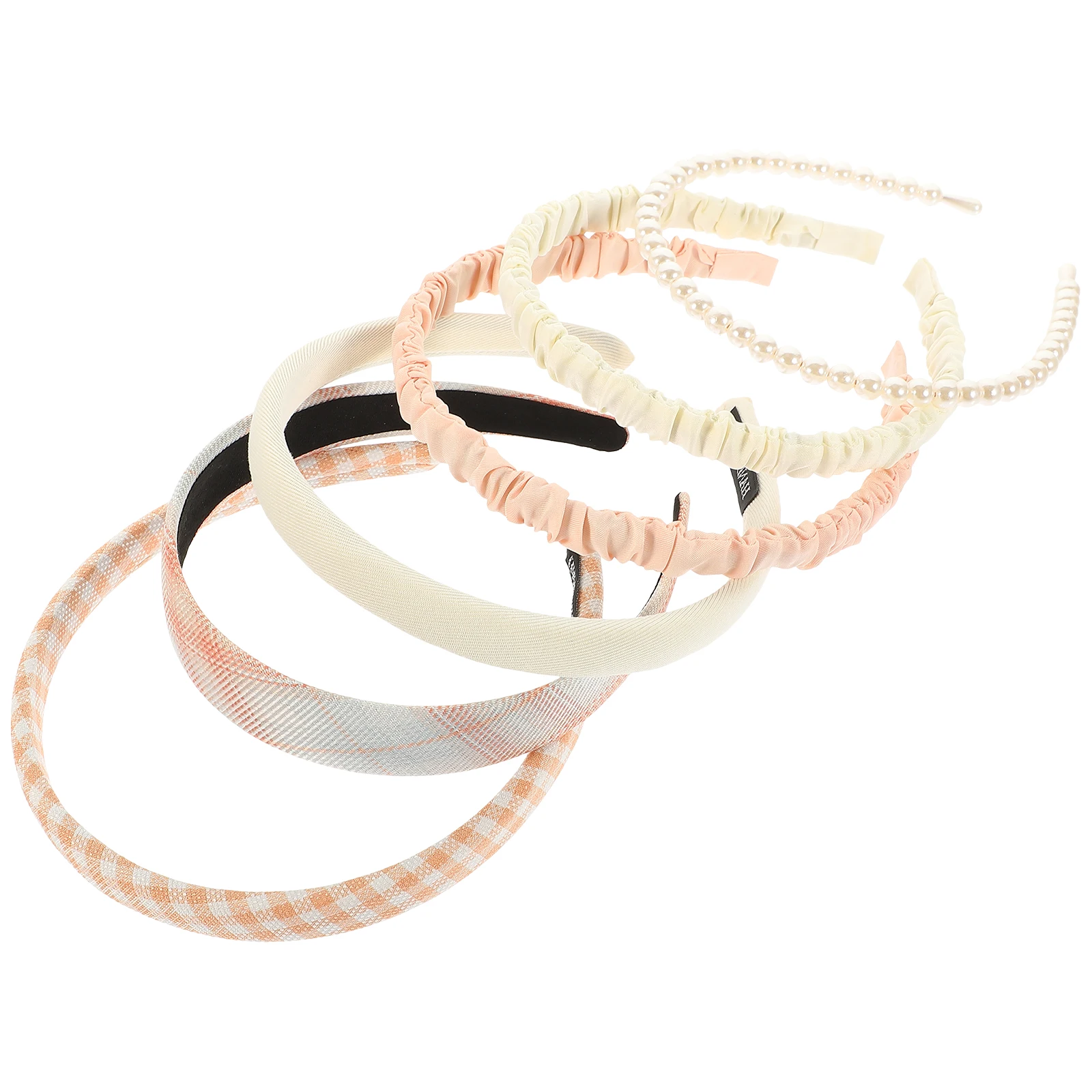 

6pcs Pink Floral Solid Headband Set Women Hair Bands Accessories Stylish Beach Party Travel Festivals Elegant Hair