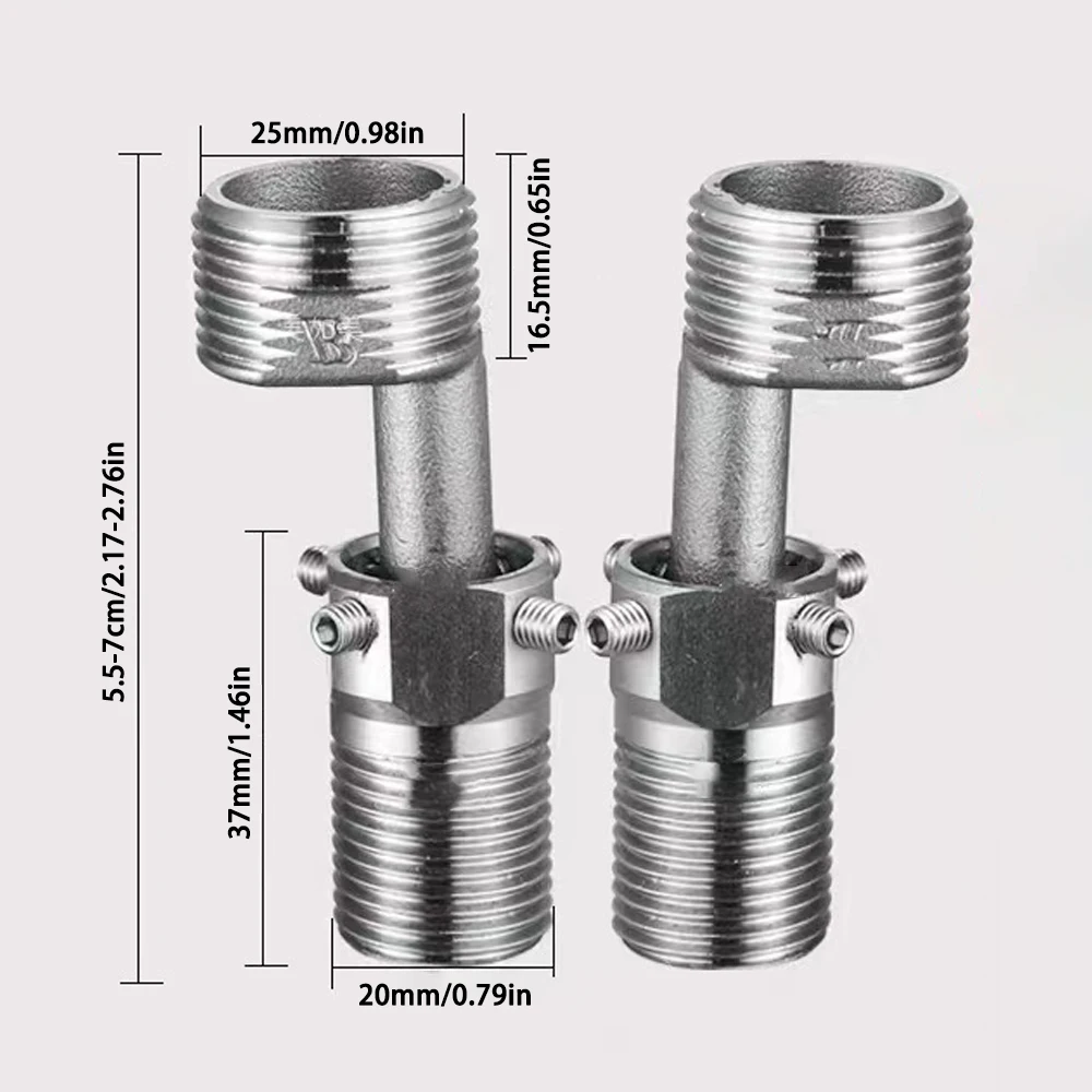 360 Degree Adjustable Adjustment Shower Faucet Adapter Stainless Steel Angled Curved Foot Wall Mounted Eccentric Screw Corner
