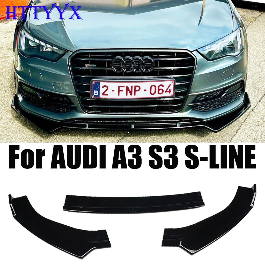 

HTTYYX Car Front Bumper Splitter Lip Diffuser Body Kit Spoiler Guard For AUDI A3 S3 8V S-LINE quattro Sedan Sportback 2012-2016