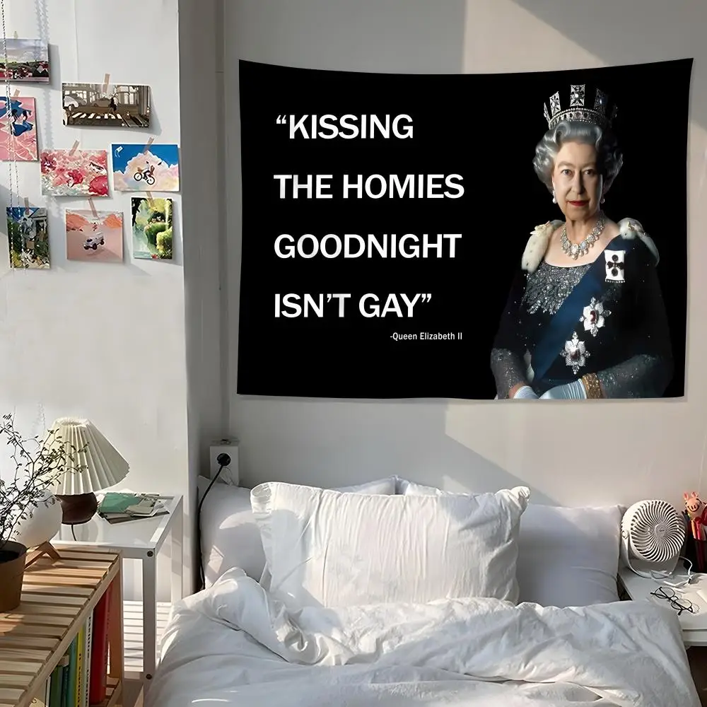 Kissing Homies Goodnight Funny Quote Tapestry Custom Living Bedroom Dormitory Interior Wall Bohemian Decoration Attached Clip